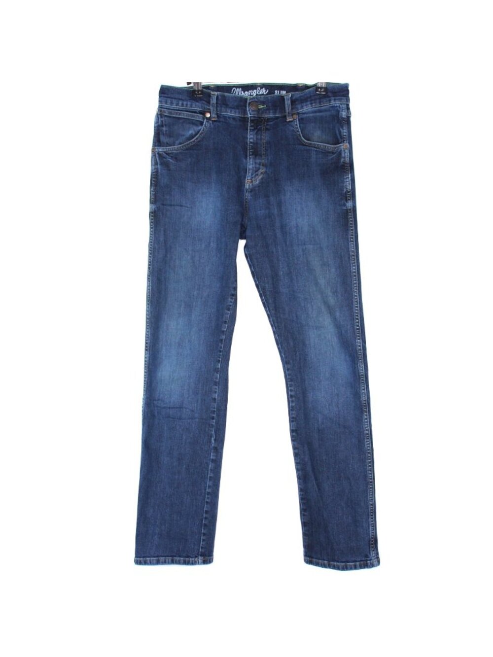 Wrangler Retro Mens 33 x 32 Slim Straight Cowboy Blue Jeans H1053